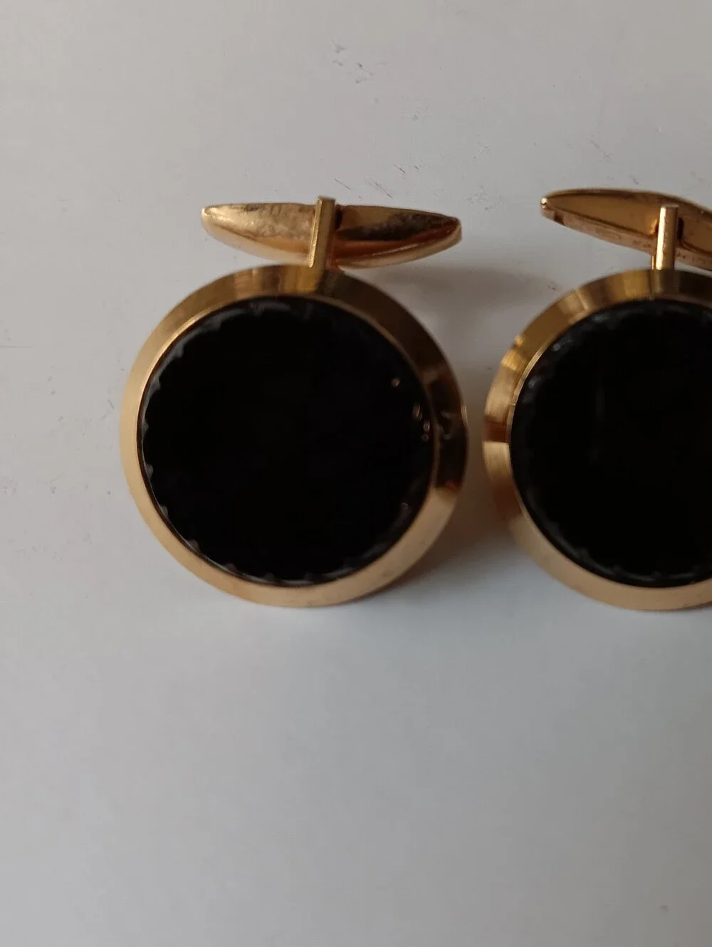 Vtg. Sarah Coventry Brown Black Gold Tone Metal Cufflinks